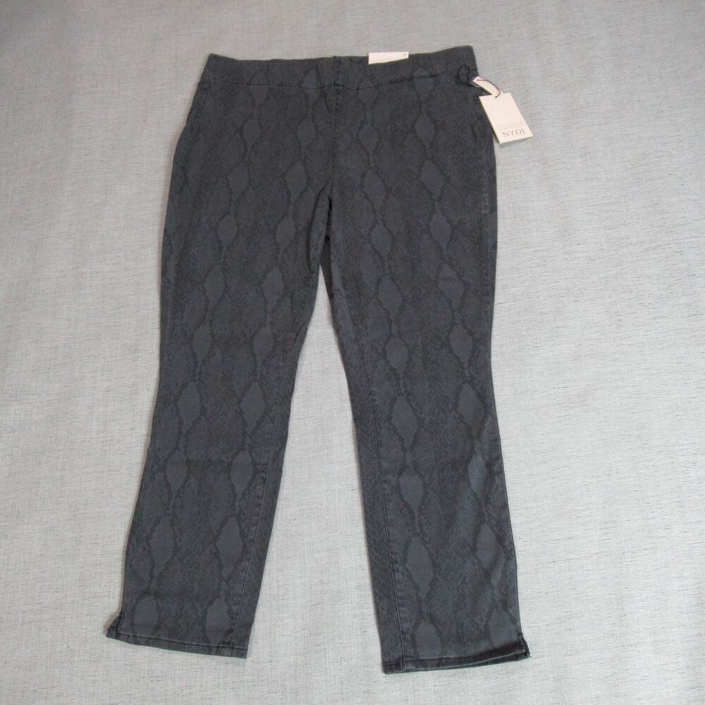NYDJ Jeans Womens Size 14 Gray Pull On Skinny Denim Snake Skin Print Momcore NWT